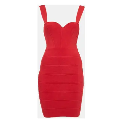 Herve Leger x Julia Restoin Roitfeld Rio Red Sweetheart Neck Mini Bandage Dress