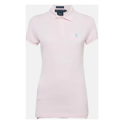 Ralph Lauren Pink Logo Embroidered Cotton Skinny Polo T-Shirt