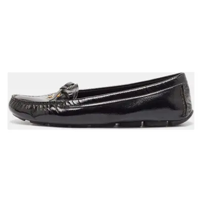 Prada Black Patent Leather Bow Smoking Slippers Size