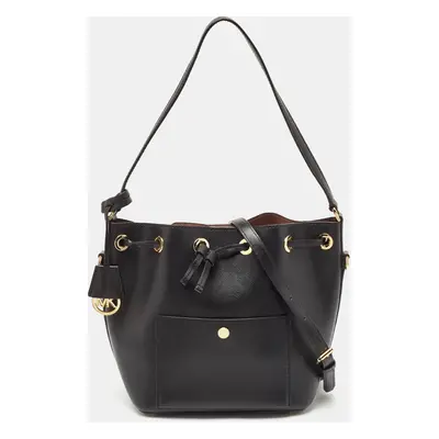 Michael Kors Black Leather Greenwich Bucket Bag