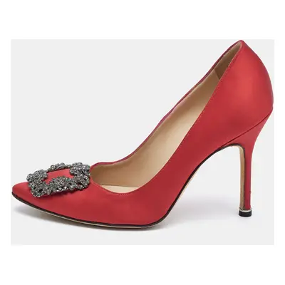 Manolo Blahnik Red Satin Hangisi Pumps Size