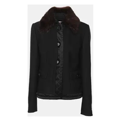 Dolce & Gabbana Black Wool Fur Jacket