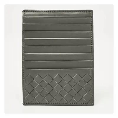 Bottega Veneta Grey Intrecciato Leather Zip Card Holder