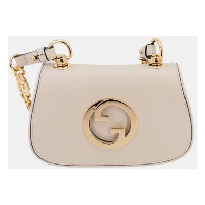 Gucci White Ivory Leather Gucci Blondie Crossbody Bag