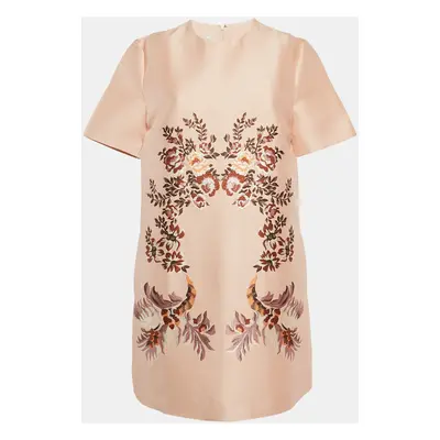 Stella McCartney Peachy Pink Laycie Floral Embroidery Cotton Blend Mini Dress