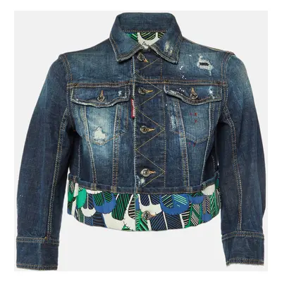 DSquared2 Blue Distressed Denim Cropped Jacket