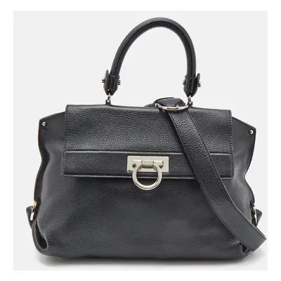 Salvatore Ferragamo Black Leather Sofia Top Handle Bag