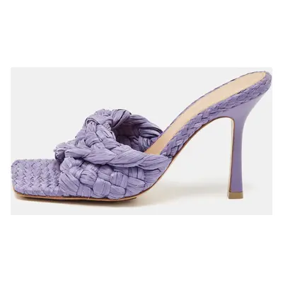 Bottega Veneta Purple Raffia Lido Slide Sandals Size