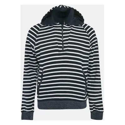 D&G Blue/White Striped Cotton Knit Hooded Sweatshirt