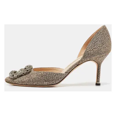 Manolo Blahnik Gold/Silver Lurex Fabric Hangisido Pumps Size