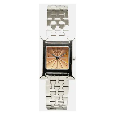 Hermes Pink Stainless Steel Heure H Quartz Women's Wristwatch mm