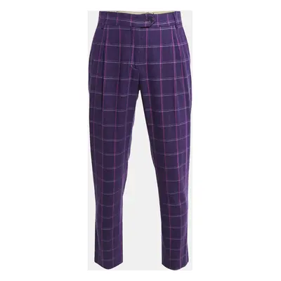 Etro Purple Checked Wool Tapered Trousers