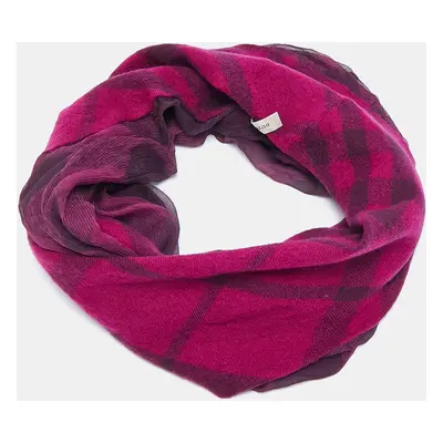 Burberry Purple Checks Wool and Silk Neck Warmer