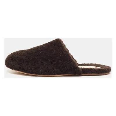 Marni Dark Brown Shearling Fur Flat Mules Size