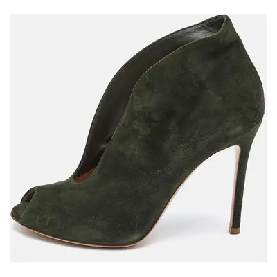 Gianvito Rossi Green Suede Vamp Boots Size 37.5