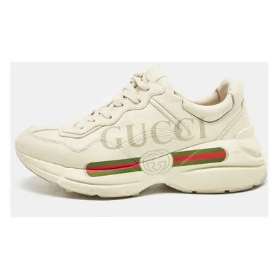 Gucci Cream Leather Vintage Logo Rhyton Sneakers Size