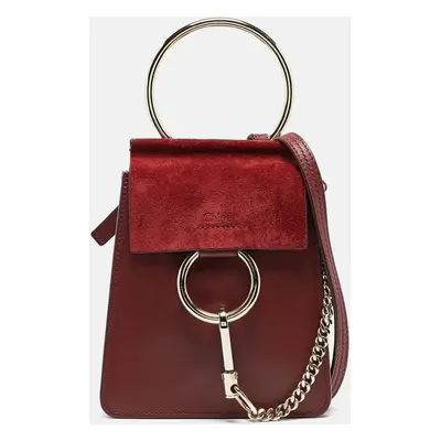 Chloe Burgundy/Red Leather and Suede Mini Faye Crossbody Bag