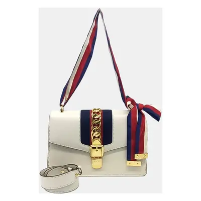 Gucci White Leather Sylvie Bag