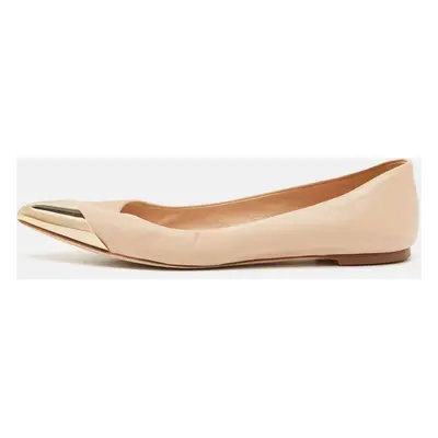 Dior Beige Leather Metal Cap Pointed Toe Ballet Flats Size 39.5