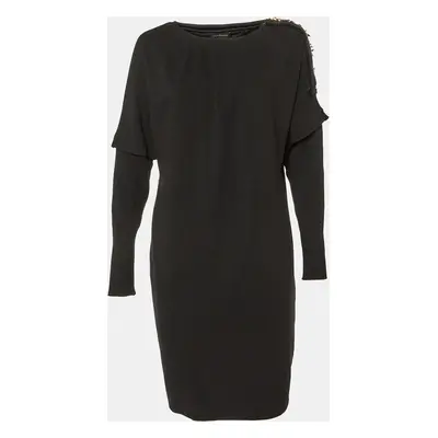 Class by Roberto Cavalli Black Jersey Panelled Knee-Length Dress