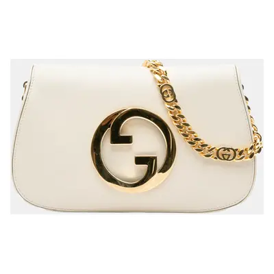 Gucci White Calfskin Blondie Chain Shoulder Bag