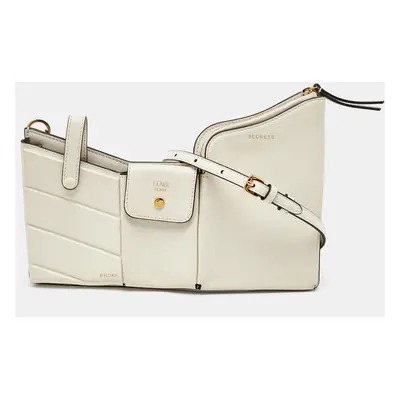 Fendi White Leather Business Pocket Mini Crossbody Bag