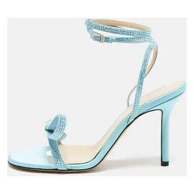 Mach & Mach Blue Satin and PVC French Bow Sandals Size