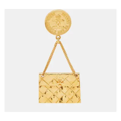 Chanel Rue Cambon Bag Charm Gold Tone Brooch