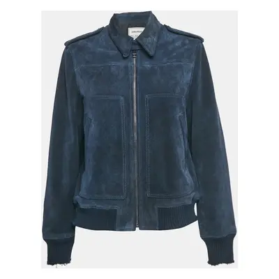 Zadig & Voltaire Blue Suede Zip Front Leonna Jacket