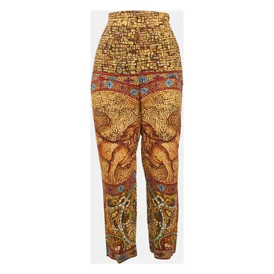 Dolce & Gabbana Yellow/Multicolor Printed Crepe Trousers