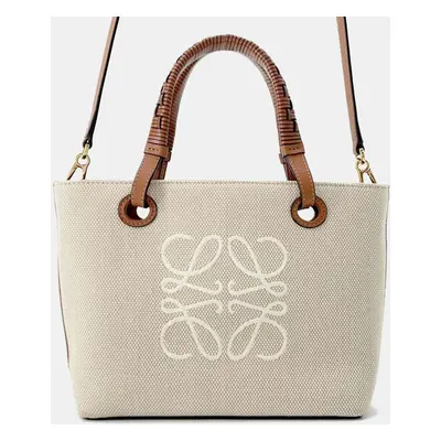 Loewe Beige/Brown Canvas Leather Mini Anagram Tote Bag