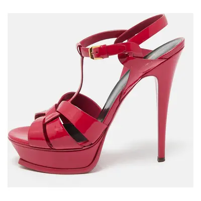 Saint Laurent Pink Patent Leather Tribute Sandals Size