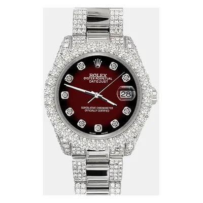 Rolex datejust pave 7.2ct iced diamond maroon vignette Wristwatch