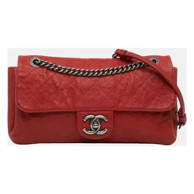 Chanel Red Medium Quilted Caviar Simply CC Flap Bag