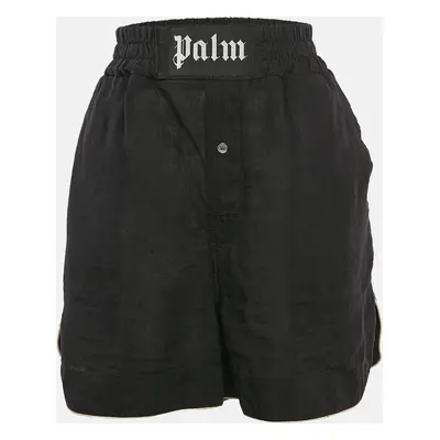 Palm Angels Black Linen Contrast Trimmed Shorts