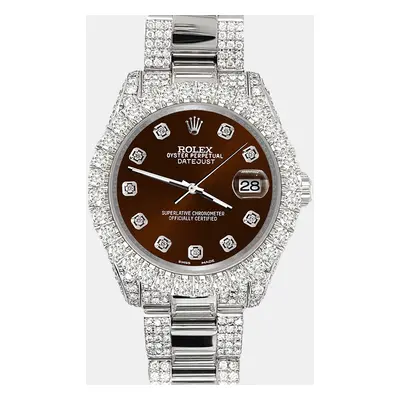 Rolex datejust pave 7.2ct iced diamond chocolate Wristwatch