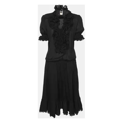 Just Cavalli Black Chiffon Midi Dress