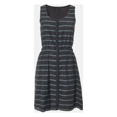 Theory Navy Blue Striped Cotton Button Front Dress