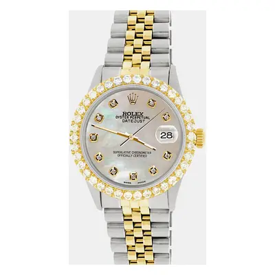 Rolex datejust Wristwatch 3.05ct diamond bezel champagne mop diamond dial