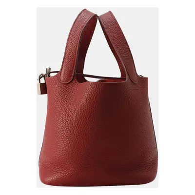 Hermes Rouge Garance Taurillon Clemence Picotin Lock PM Bag