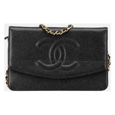 Chanel Black CC Caviar Wallet on Chain