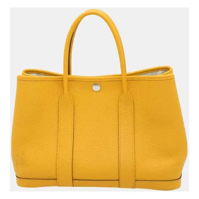 Hermes Jaune Ambre Negonda Leather Garden Party TPM Bag