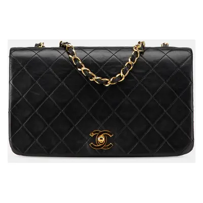 Chanel Black CC Quilted Lambskin Full Flap Bag