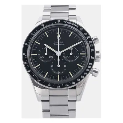 Omega Black Stainless Steel Speedmaster Moonwatch Manual Winding Men's Wristwatch mm