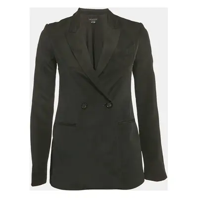 Theory Black Silk Double Breasted Blazer