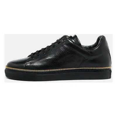 Alexander McQueen Black Leather Zipper Trim Low Top Sneakers Size