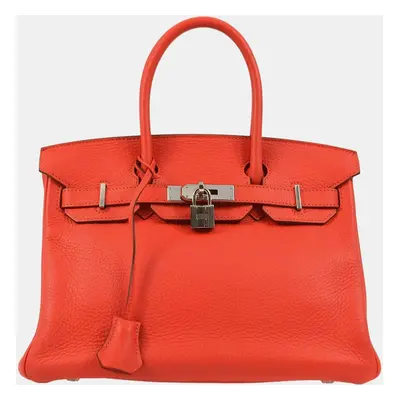 Hermes Pink Taurillon Clemence Birkin Tote Bag