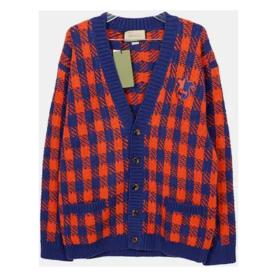 Gucci Checked Wool Interlocking Cardigan Size