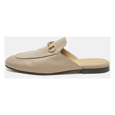 Gucci Beige Leather Princetown Flat Mules Size 37.5