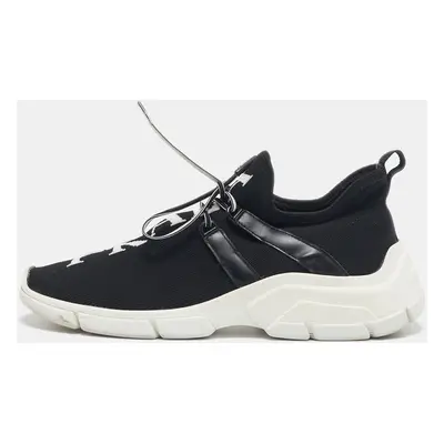 Prada Black/White Knit Fabric Logo Sneakers Size